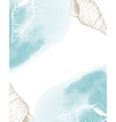 Sea Ocean Watercolor Background With Outlines