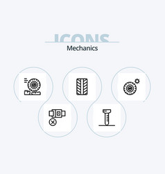 Mechanics Line Icon Pack 5 Icon Design Tires