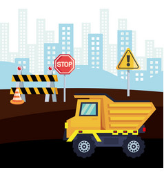 Construction Stop Signal And Fence