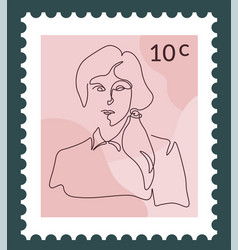 Famous People Postmark Woman Portrait Line Art