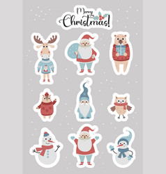 Set Stickers Of Christmas Characters And Animals