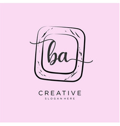 Ba Initial Handwriting Logo Template