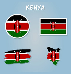 Simple Flat Flag Map Of The Republic Of Kenya