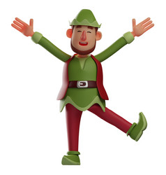 3d Elf Cartoon Character Standing Cross-legged Wit