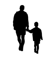 Father Silhouette With Son Walking