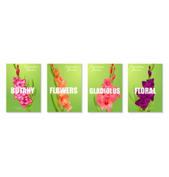 Realistic Gladiolus Poster Set