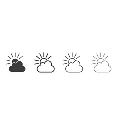 Cloud Sun Icon Set Rainy Or Cloudy Weather