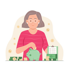 Senior Woman Saving Money With Piggy Bank