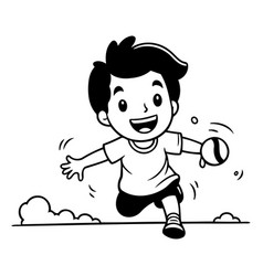 Cartoon Boy Playing Baseball Of A Boy Playing