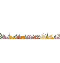 Horizontal Art Banner Border With Abstract Flowers