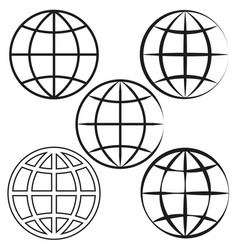 Global Grid Icons Set Geographical Sphere Symbols