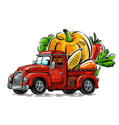 Retro Truck Loaded With Farm Food Farming