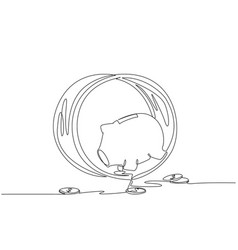 Single Continuous Line Drawing Piggy Bank Runs On