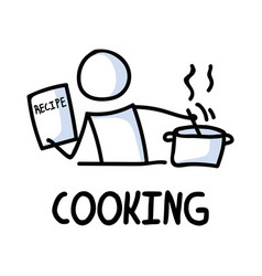 Stick Figures Icon Home Cooking Food Chef