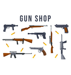 Gun Shop Or Hunting With Rifle Bullet Weapon