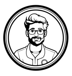 Hipster Doctor With Beard In Round Badge Graphic