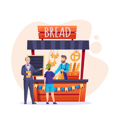 Customer Buying Freshly Baked Bread At Bakery Shop