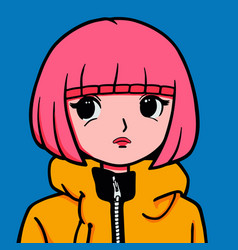 Modern Anime Girl With Pink Hair And Big Eyed