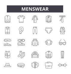 Menswear Line Icons Signs Set Linear