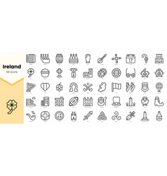 Set Of Ireland Icons Simple Line Art Style Icons