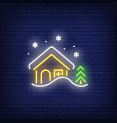 Winter Cottage Neon Icon