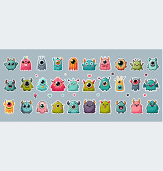 A Set Of Stickers From Cartoon Monsters