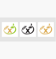 Letter X Agriculture Logo Agribusiness Eco-farm