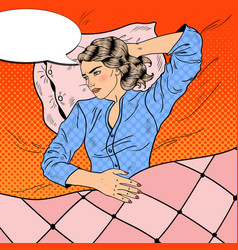 Pop Art Sleepless Young Woman Lying In Bed