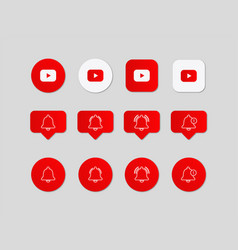 Set Of Youtube Logo And Notification Bells