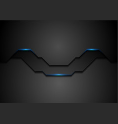 Black Technology Background With Blue Neon Light