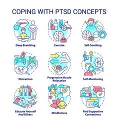 Coping With Ptsd Concept Icons Set