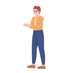 Smiling Employee Clapping Hands Semi Flat Color