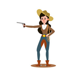 American Cowgirl Standing And Holding Up One