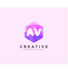 Av Initial Logo With Colorful Hexagon Modern