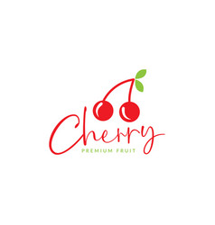 Fresh Fruit Two Cheery Red Logo Symbol Icon