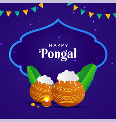 Happy Pongal Text With Traditional Dish In Mud