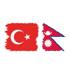 Nepal And Turkey Grunge Flags Connection