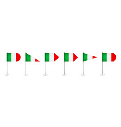 Realistic Various Italian Table Flags On A Chrome