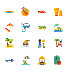 Vacation Icon Set Beach Summer Resort Seaside