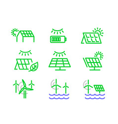 Solar Energy Line Icon Wind Turbine