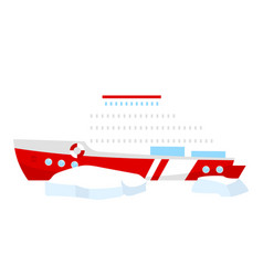 Boat Flat Color Icebreaker With Ice Blocks