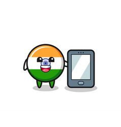 India Cartoon Holding A Smartphone