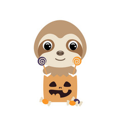 Cute Halloween Sloth Sitting In A Trick Or Treat