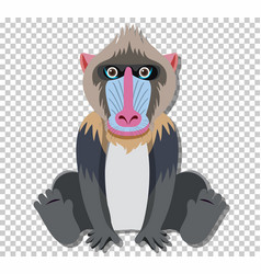 Cute Mandrill In Flat Cartoon Style