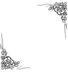 Handdraw Black Frame With Roses