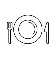 Table Setting For Meals Line Icon Plate