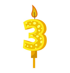 Birthday Candles With Numbers Three And Fire