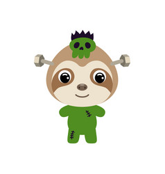 Cute Little Halloween Sloth In A Frankenstein