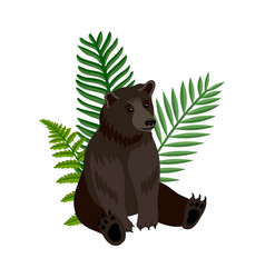 Drawing Bear And Fern Leaves