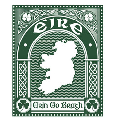 Irish Celtic Design In Vintage Retro Style Map